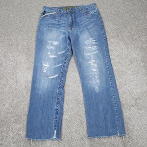 Machine Jeans Mens 34x28 Blue Distressed Straight Y2K Grunge Cotton Denim